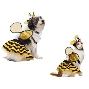 Bootique Bumblebee Pet Skirt Costume with Shiny Yellow and Black Stripes